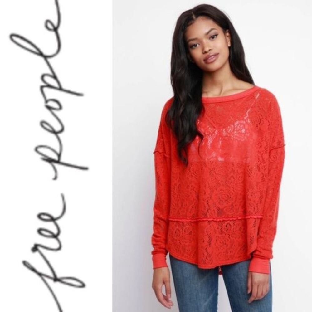 Free people lace long sleeve tee